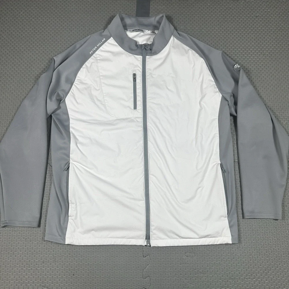 Peter Millar Crown Sport Performance Fabric Endeavor White Jacket Sz L $245 Golf